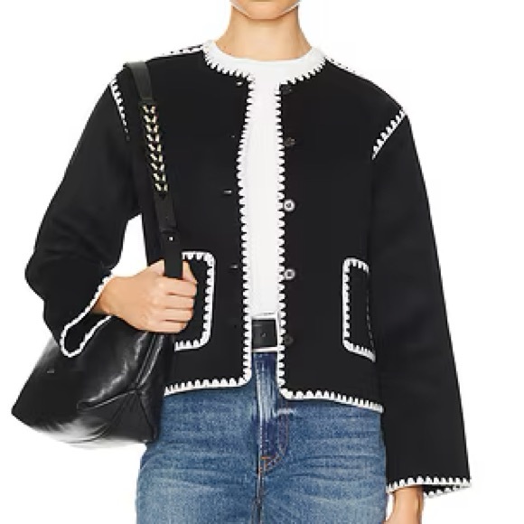 NWT Rails Melanie Jacket Wool Embroidered Overcoat Black Sz S - Picture 16 of 16